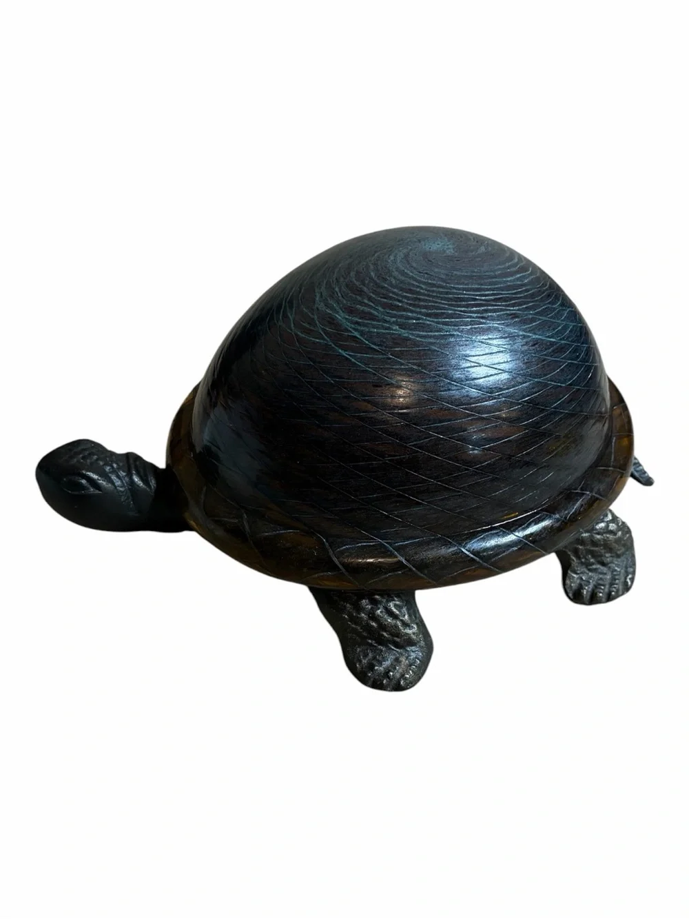Vintage Tiffany style Turtle Lamp. With Amber Glass